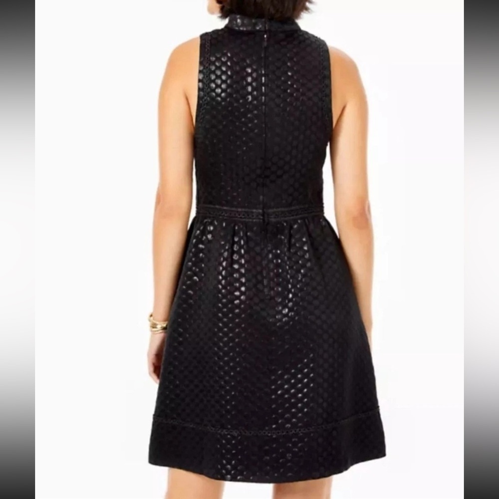 LILLY PULITZER Zaria Dress Black Polka Dot Size 4 Cocktail Goth Preppy Festive - Picture 3 of 9